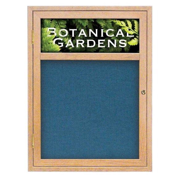 Sliding Glass Door Radius Letterboard, Hdr, 72"x48", Black/Blue Vinyl